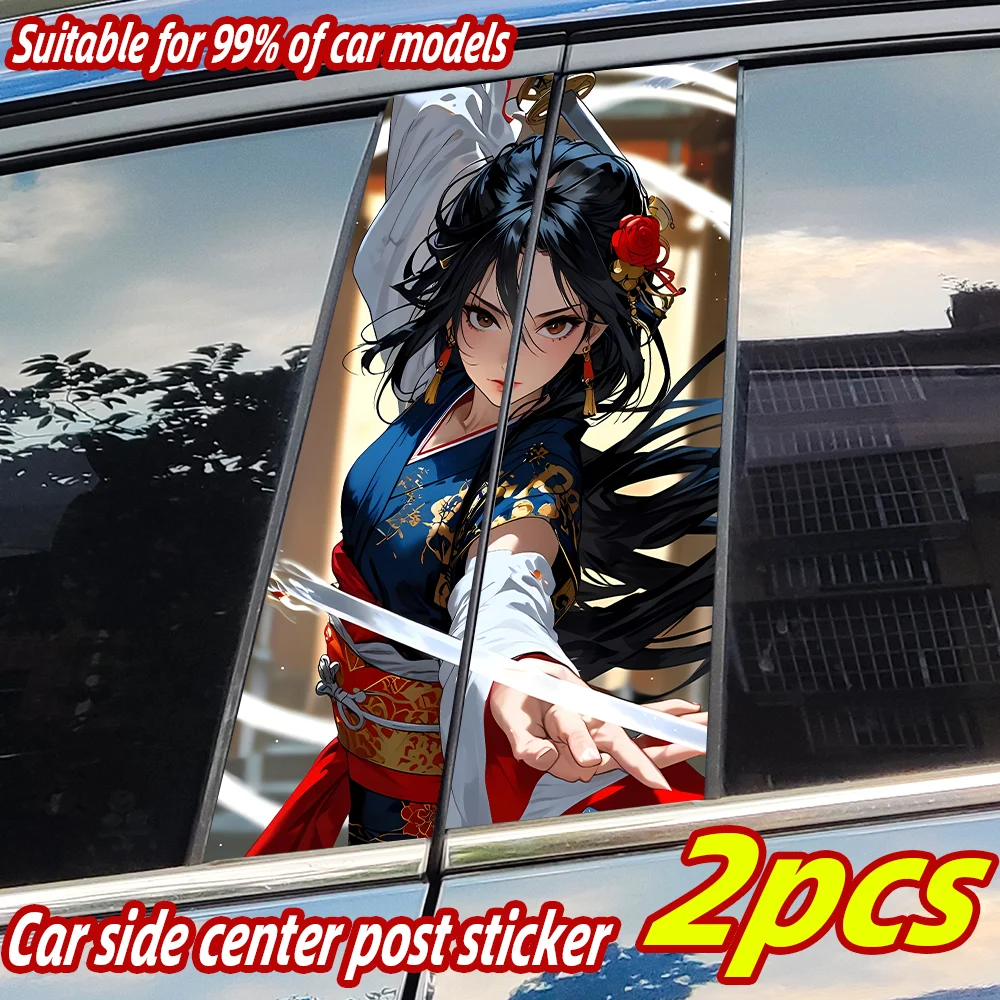 

Anime Samurai Girl Car Stickers Auto B Pillar Waterproof Sunscreen Decor Cover Scratches Car Door Pillar Vinyl Decal Accessories