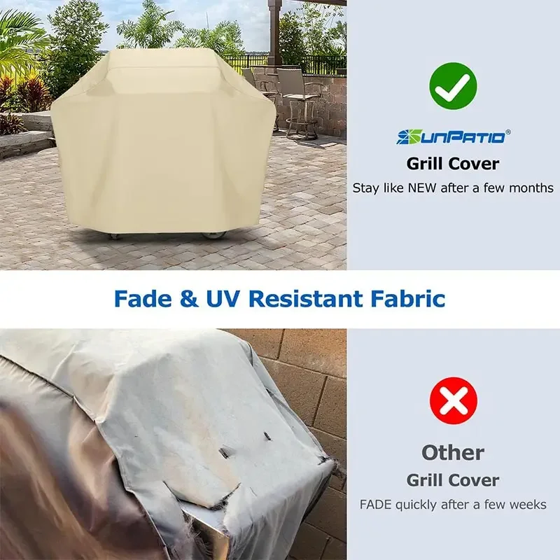 Spot Beige 420D Oxford Cloth Barbecue Cover,Stove Dust Cover,Waterproof Waterproof BBQcover,Courtyard Furniture Protective Hood