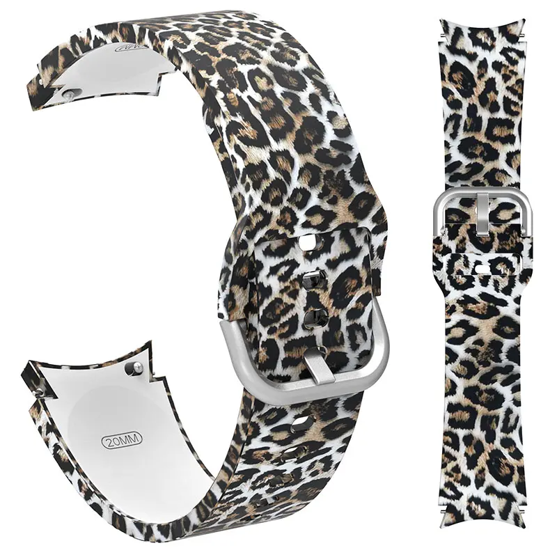 Leopard Printed Strap For Samsung Galaxy 4/5 40mm 44mm 5 Pro 45mm Silicone Bracelet For Watch 4 Classic 42mm 46mm Watchband+Case