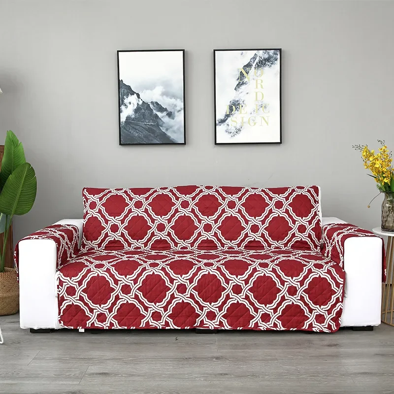 Double-sided Sofa Couch Cover Chair Throw Pets Kids Mat Furniture Protector Plaid Printing Washable Removable Armrest Slipcovers