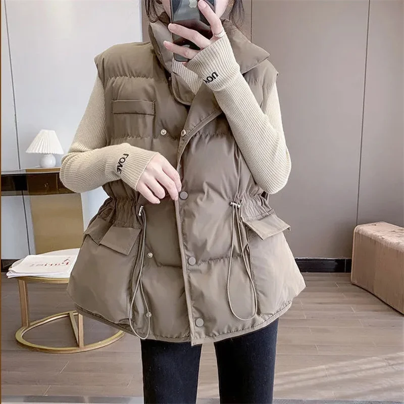 2023 Mode weste für Frauen Winter jacke Frauen warmes Top gepolsterte Puffer westen neue solide ärmellose Jacken lässige Vintage Parkas