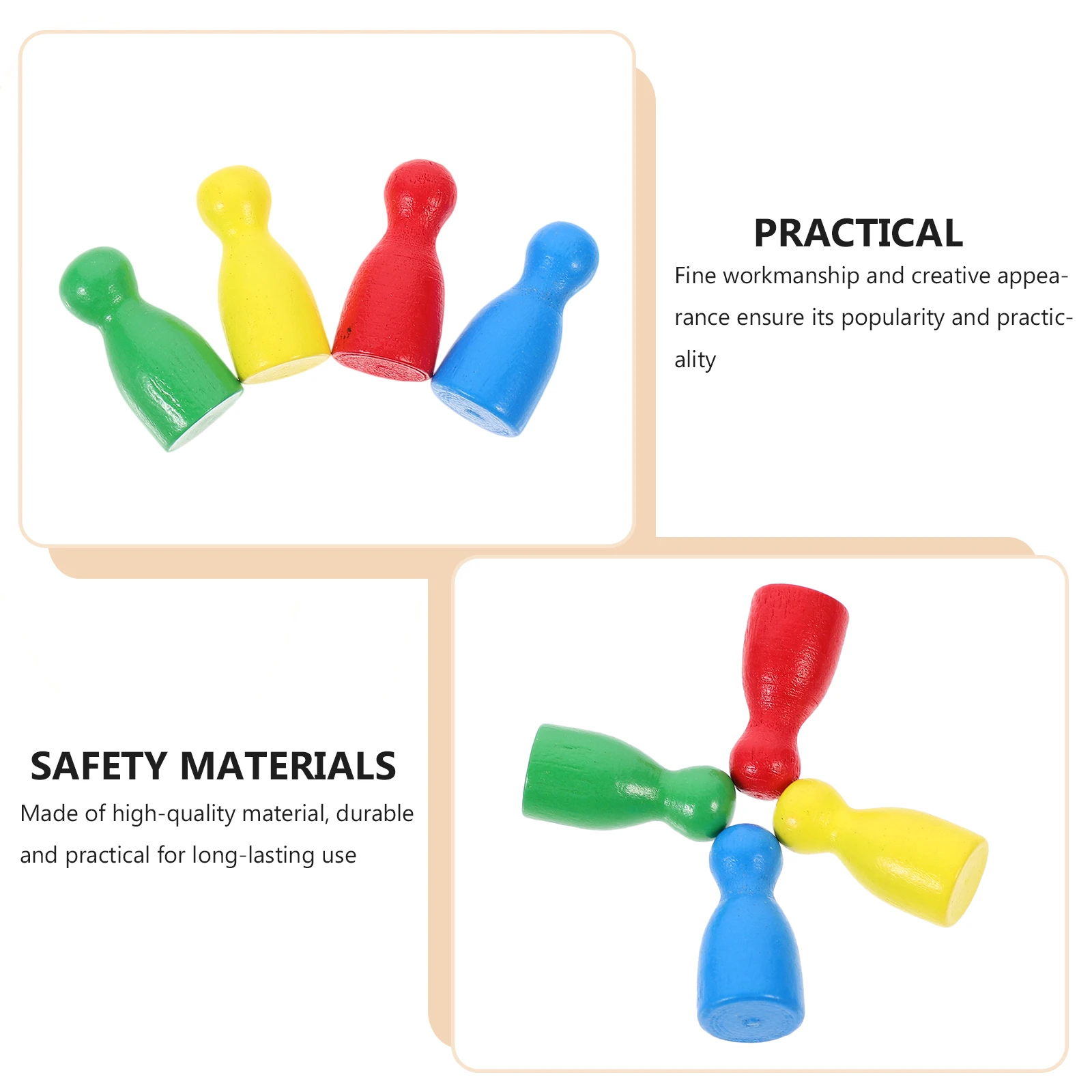 

48pcs Wooden Chess Pieces Human Shape Board Replacement Flight Chessman Educational For Kids Adults Logic Training Travel