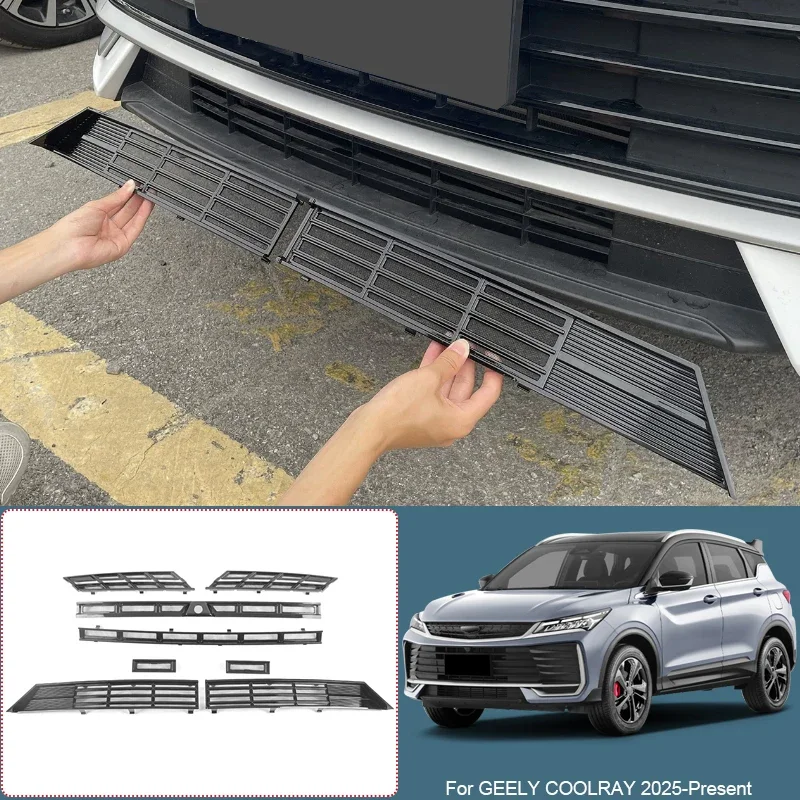 Car Modify ABS Front Buckle Insect Proof Net Auto Front Bumper Center Intake Grille Cover Accesso For GEELY COOLRAY 2025-Present