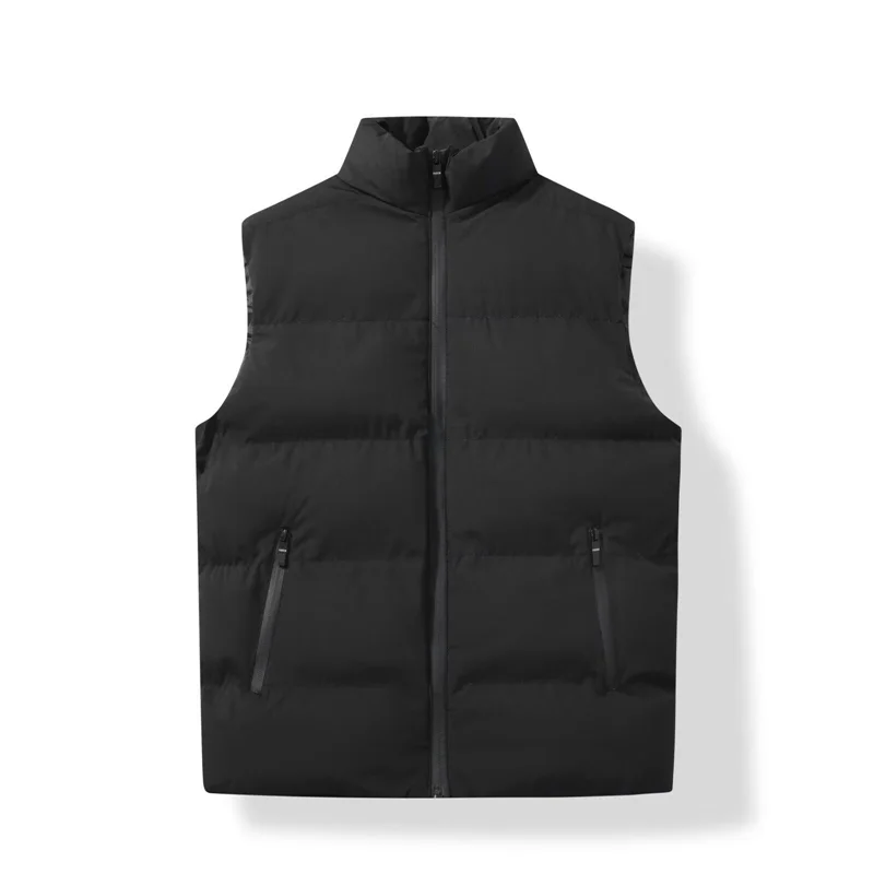 

Bla down Cotton Vest Men's Large Size Autumn Winter Warmth No Sve Jaet Outerwear Youth Faion Thiened ort Sle