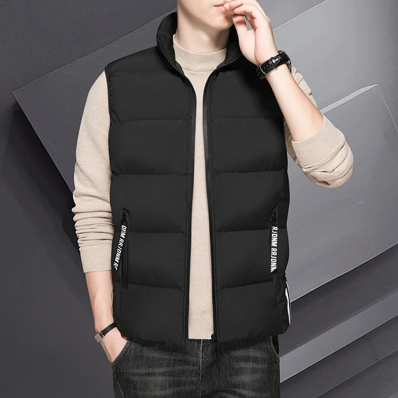 

Simple Fashion Men Clothes Autumn Thicken Waistcoat Warm Causal Winter Coat Sleeveless Jacket Padded Stand Collar Vest Outerwear