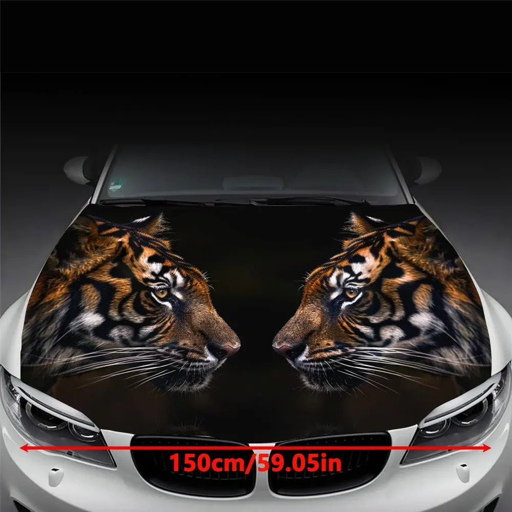 Vibrant Tiger Car Hood Wrap Kit - DIY Installation, Includes All Necessary Tools & Instructions