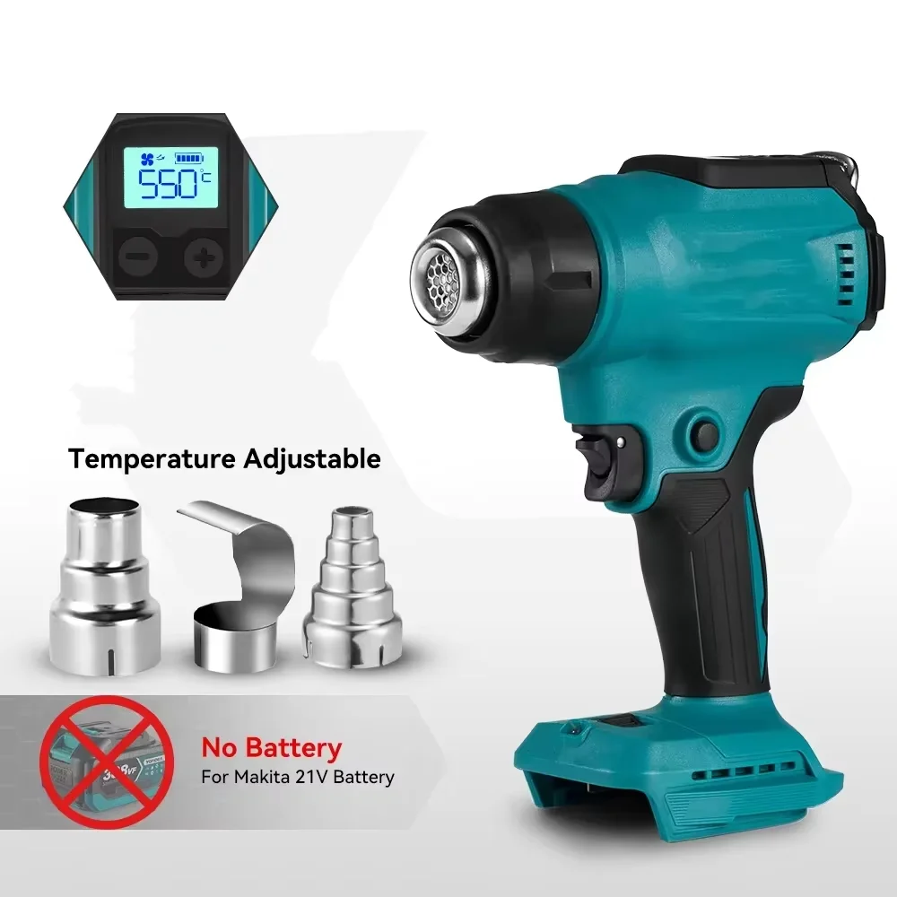 

18V Heat Gun Shrink Wrapping Tool Hot Air Gun Air Dryer Soldering Thermal Blower with LED display, Tool only, No battery