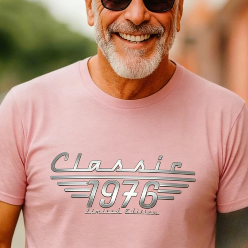 Gift for Men 50th Birthday Born in 1976 T-shirt Classic Car Lover Bday Dad Grandpa Turning Fifty Tee Mens Graphic Tshirts