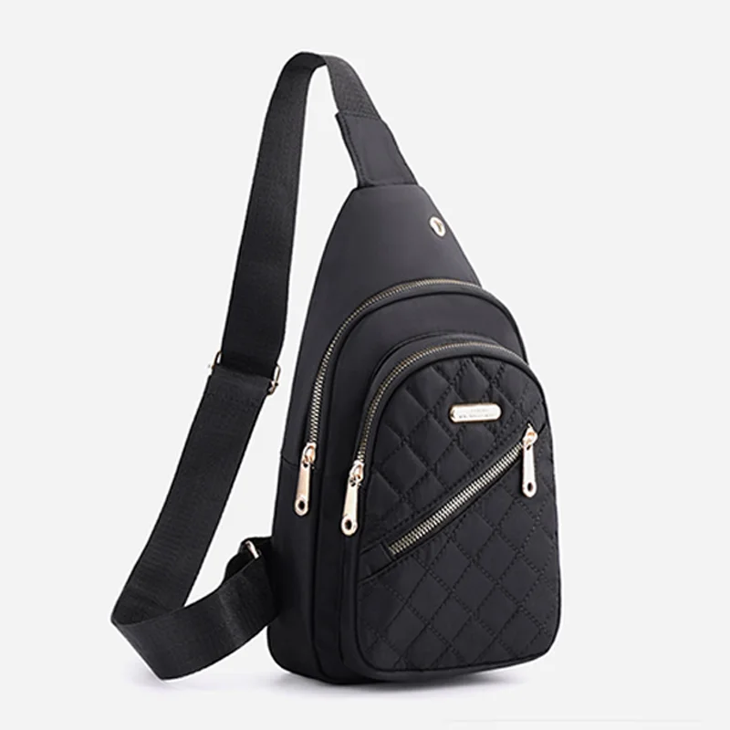 حقيبة خصر مبطنة للنساء - حزمة صدر من النايلون خفيفة الوزن مع منفذ لسماعة الرأس وجيوب متعددة، حزام قابل للتعديل للتنقل