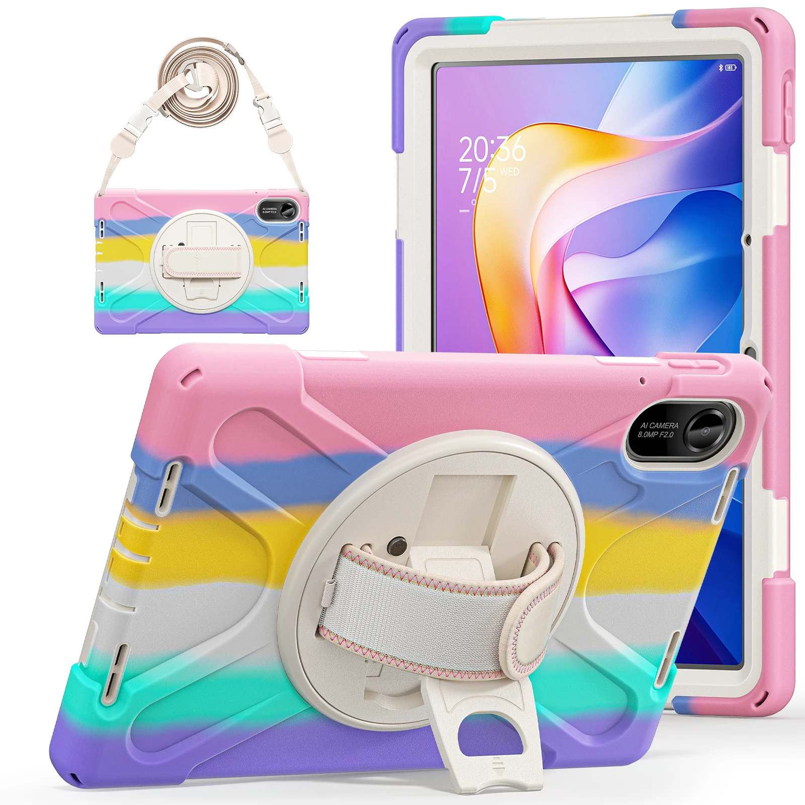 Armor Case For Xiaomi Redmi Pad 2 2025 11.0 inch Model 25040RP0AG 25040RP0AI Heavy Duty Rotating Stand Cover With Shoulder Strap