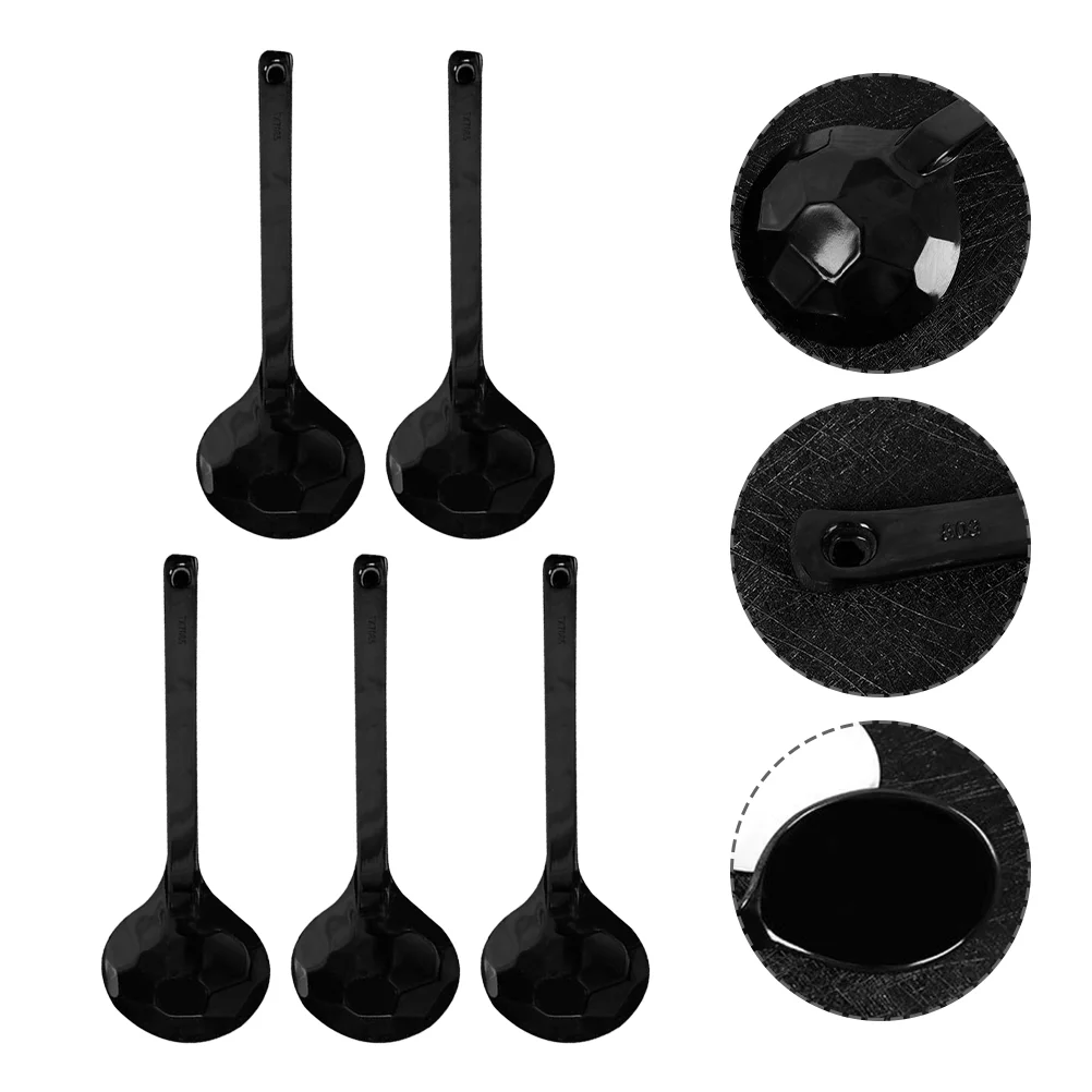 

5 Pcs Coffee Hot Pot Seasoning Spoon Melamine Spoons Pho Restaurant Tableware Black Soup