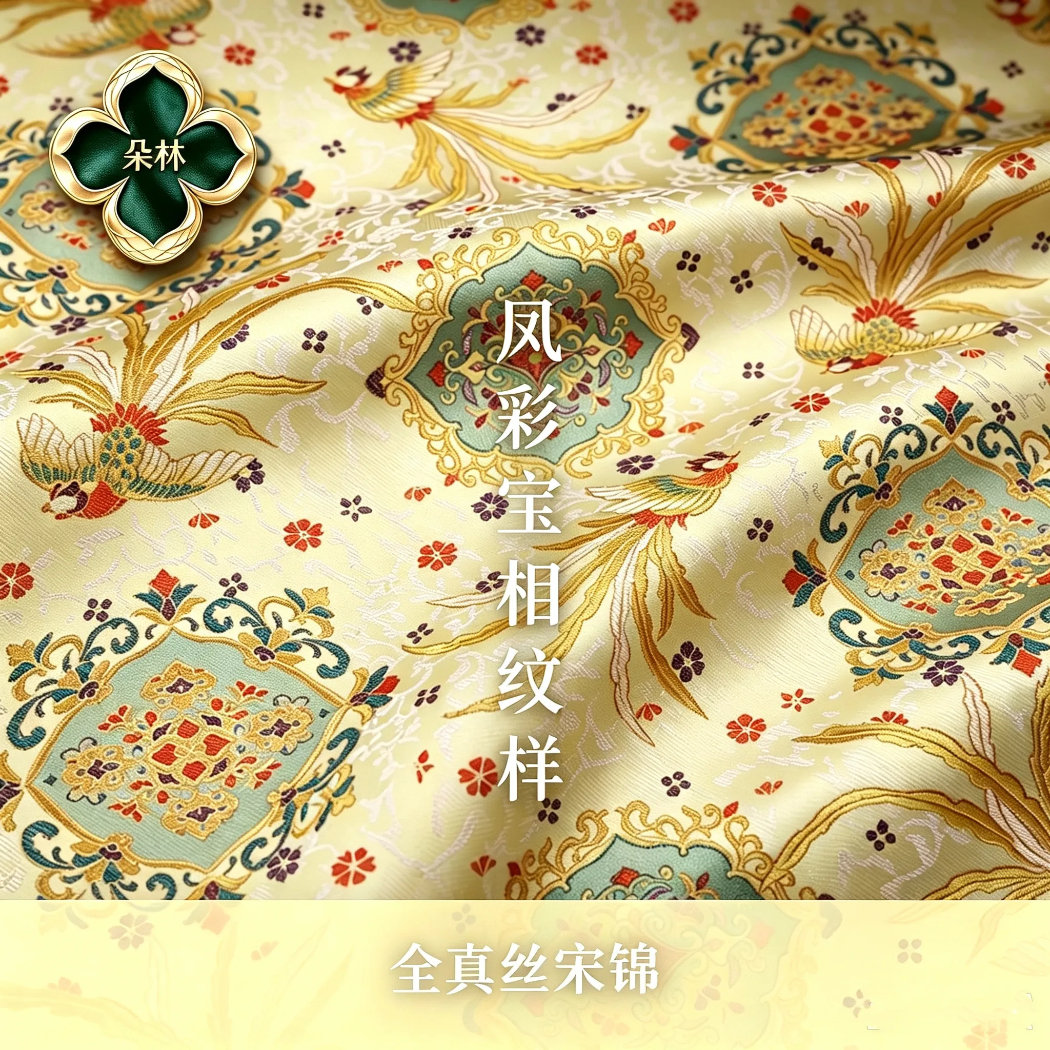 Ornamental Floral Designer Fabric Pure Silk Song Brocade for Dresses Hair Clips Handbags and Waistcoat Sewing