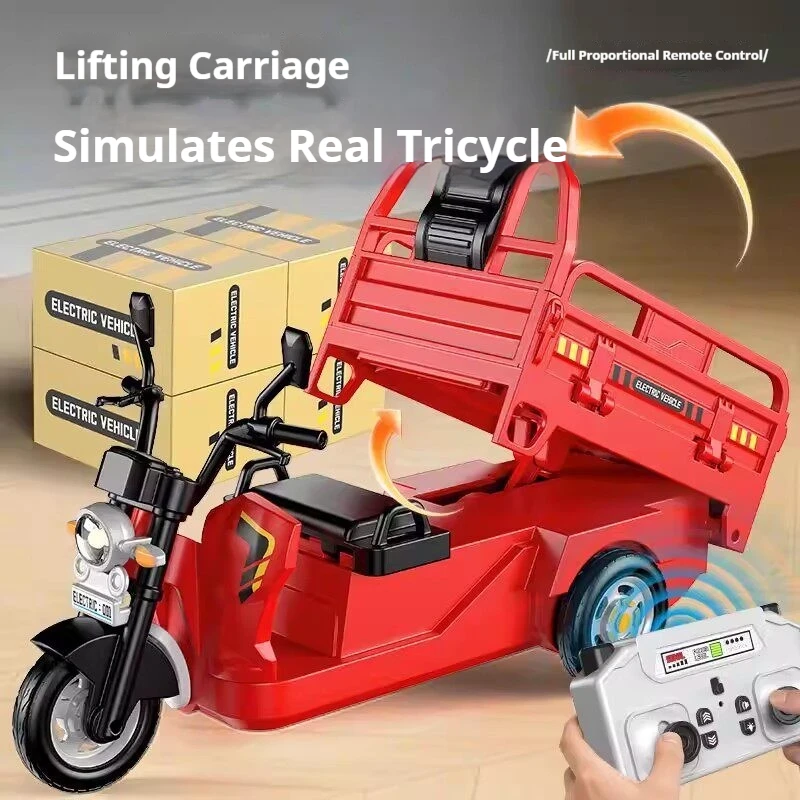 Generic Rc Tricycle Full Proportional Throttle Mini Electric Remote Control Engineering Model With Light Sound For Desktoppresen