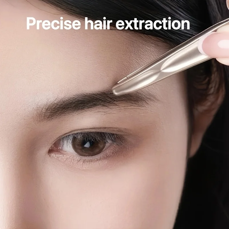 Stainless Steel Eyebrow Clips for Precision Beard and Mustache Trimming Gentle on Light Beige Round Head Tweezers Christmas Gift