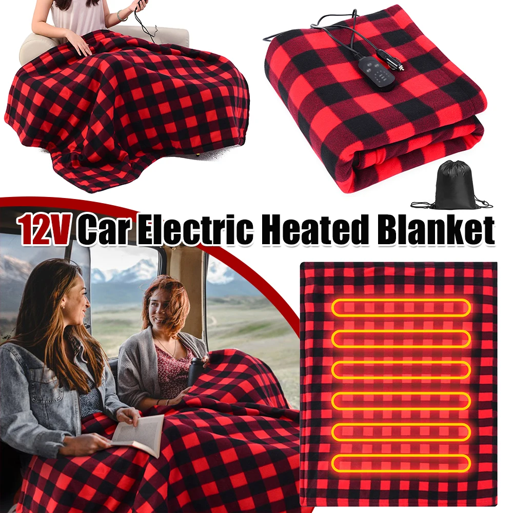 

Car Electric Heated Blanket Warmer Mat Fast Heating 12V Soft Heating Mat 9 Adjustable Temperature Auto-off for Car Camping