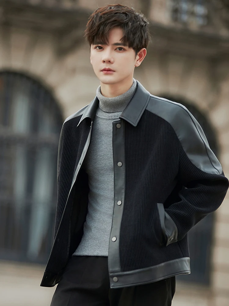 

Lightweight Padded Jaet Men's Leather Coat Thi Warm ort Sle Autumn Winter Faion Brand Casual Sle Youth ular