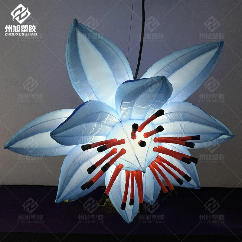 Custom Hanging Inflatable LED Flower Model With Blower Oxford Cloth Exhibition Event Decoration Prop