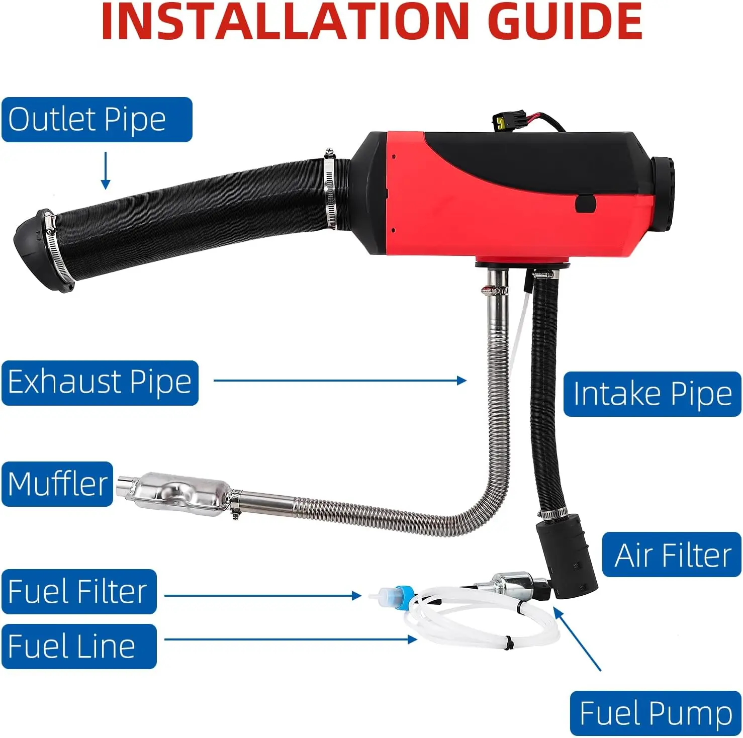 Riscaldatore ad aria Diesel 12V con serbatoio e silenziatore da 10 litri, riscaldatore Diesel, riscaldatore di parcheggio Diesel con Monitor termostato LCD e telecomando