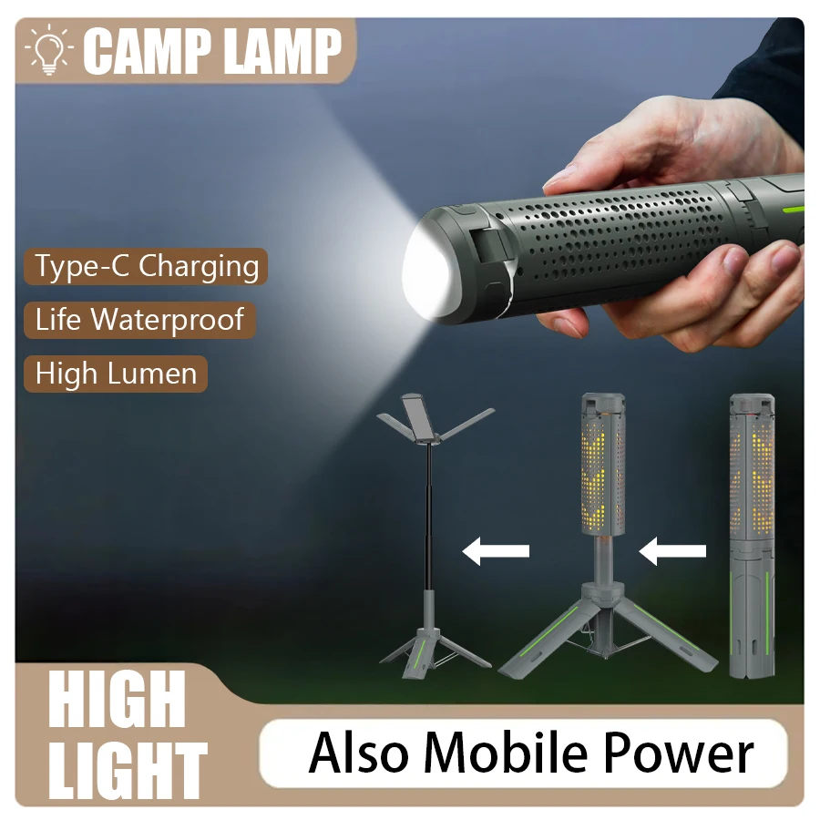 

2025 New Lantern IP65 8000mah Portable Hiking Camping Fishing Flashlight Telescoping Camping Lantern Telescopic Camping Light