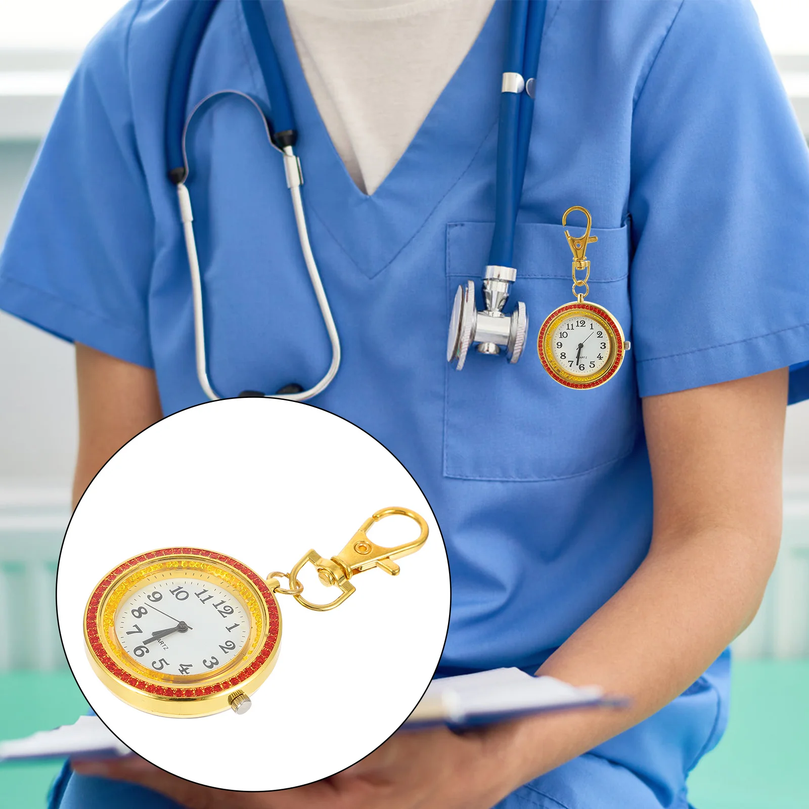 1 قطعة ساعة جيب كبيرة الحجم محمولة مصنوعة من خليط معدني مع تصميم ماسي وأرقام كبيرة هدية لساعة الجيب للطلاب المسنين #6