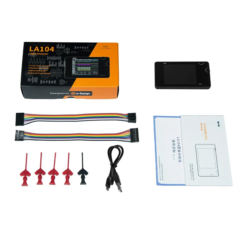 Digital Logic Analyzer LA104 USB Mini 4 Channels 100MHz Max Sampling Rate Built in 8MB Flash Storage 2.8 Inch Oscilloscope