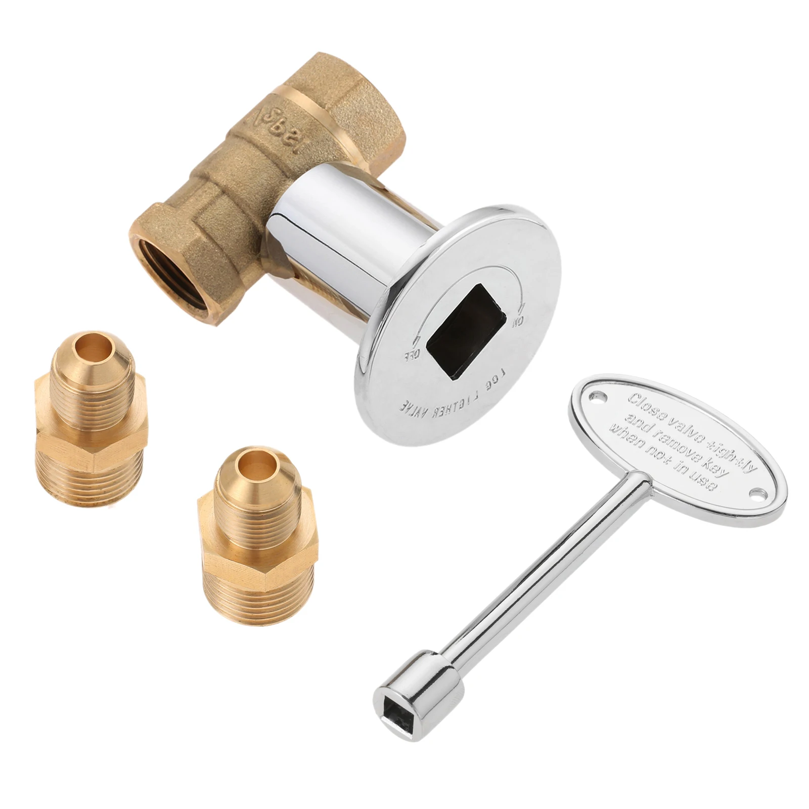 

1/2-Inch Quarter-Turn Shut-Off Valve Kit 3-inch Key and 3/8 Male Flare x 1/2 NPT Fittings for NG LP Gas Fire Pits Fireplace