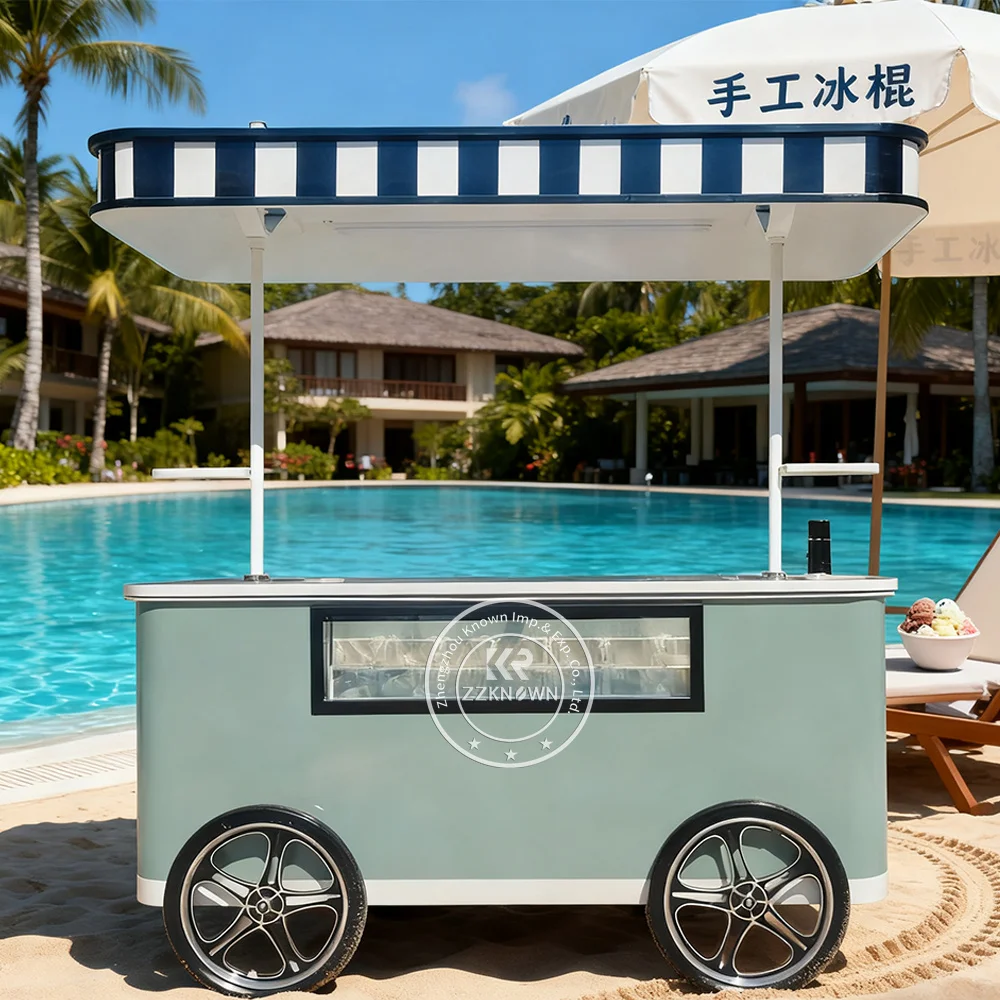

Hot Sale Ice Cream Cart for Selling Hard Gelato Ice Cream Display Freezer Logo Customization