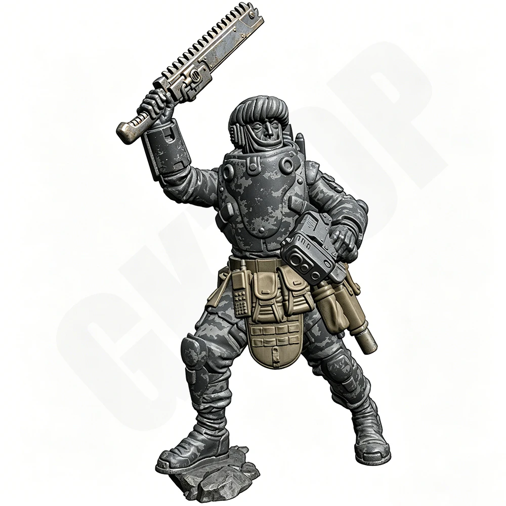 

55mm 3D Print Resin Model Statue Sword Spear Warrior Unpainted Model Kit Unassembled Gk Miniature Figures Tabletop Toy