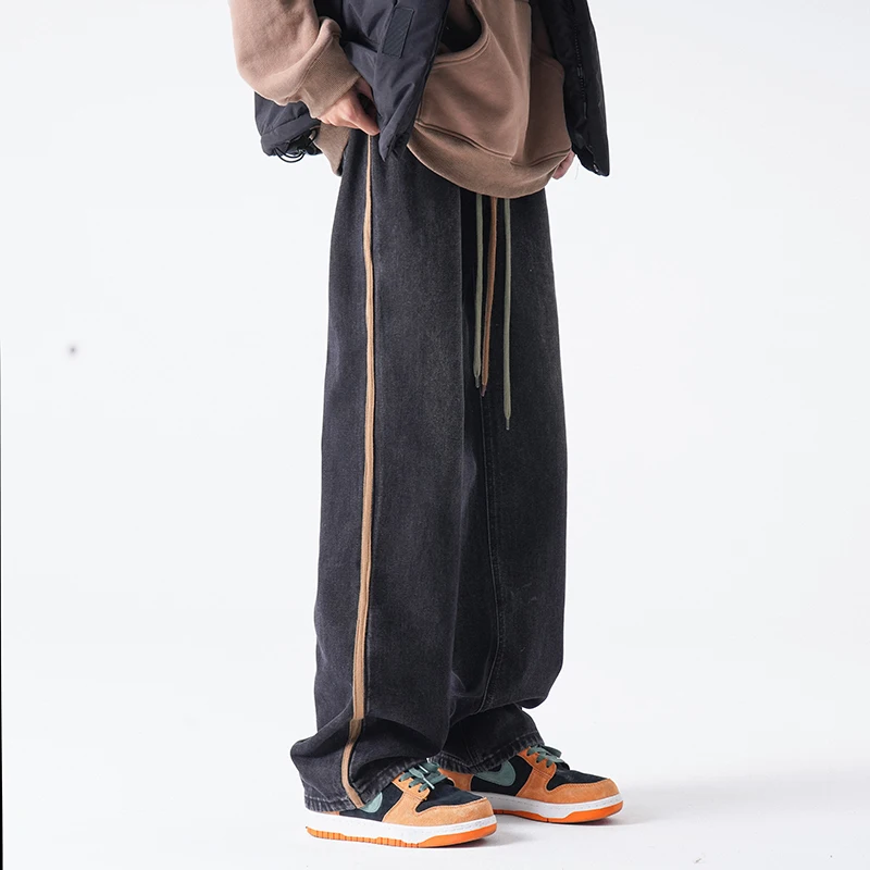 

Retro Wa Men's Jeans Spring Autumn Straight Leg Loose Fit Faionable Long Trousers Youthful Wear Resistant Casual Sle