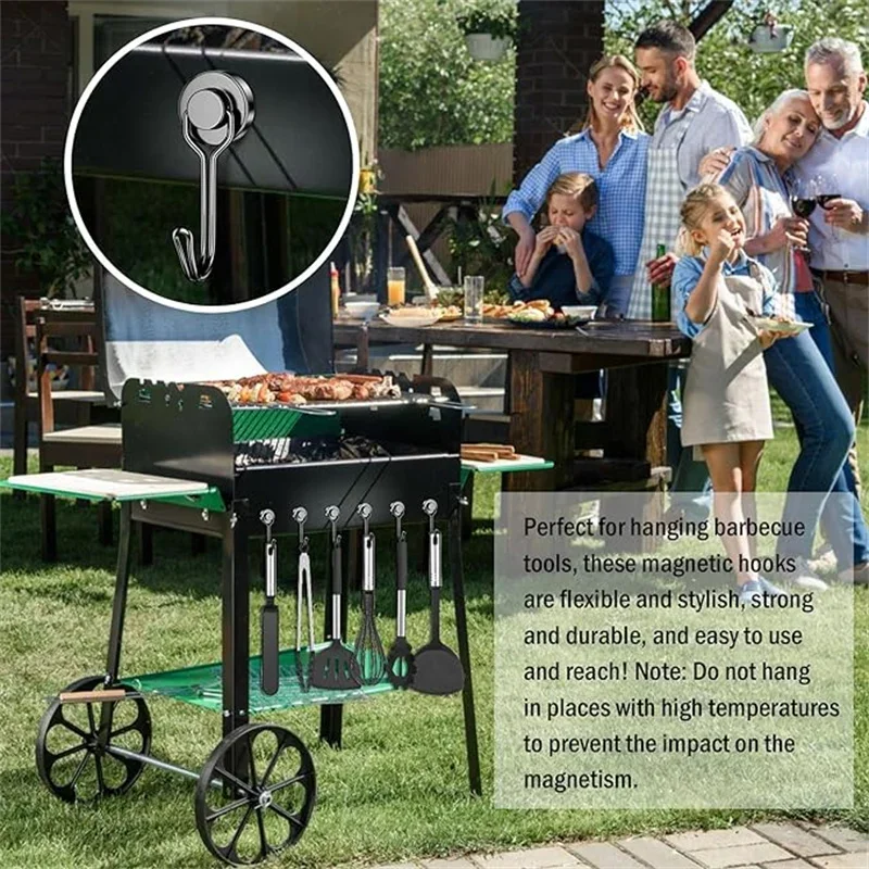 20 قطعة من الخطافات المغناطيسية السوداء كروز شماعات مغناطيسية للأرض النادرة من النيوديميوم، مغناطيس قوي للغاية مع خطاف للتعليق، R