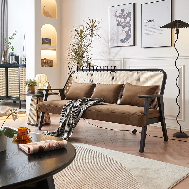 مجموعة أريكة Zz الخشبية الصلبة، شقة صغيرة، غرفة معيشة بسيطة وحديثة، أريكة من الخيزران الترفيهي B & B #5