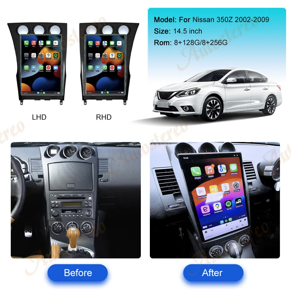 Carplay 14.5 Inch Android 13 For Nissan 350Z 2002-2009 Vertical Screen Car GPS Navigation Multimedia Player Car Radio Head Unit