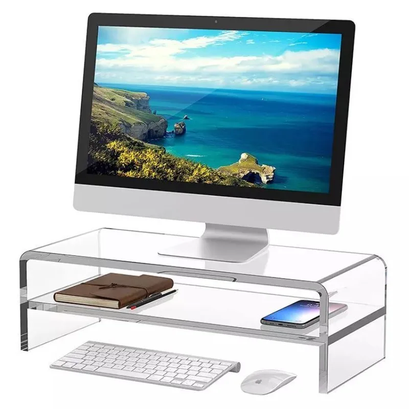 

desktop monitor stand riser acrylic Thick double-layer Elevated U-shaped storage rack Modern minimalist office monitor mount