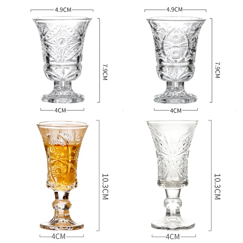 6pcsx34ml/45ML Lead Free European Style Glass Machine Made Chinese Old Fashioned Shot Glasses for Liquor Vodka Spirit Drink