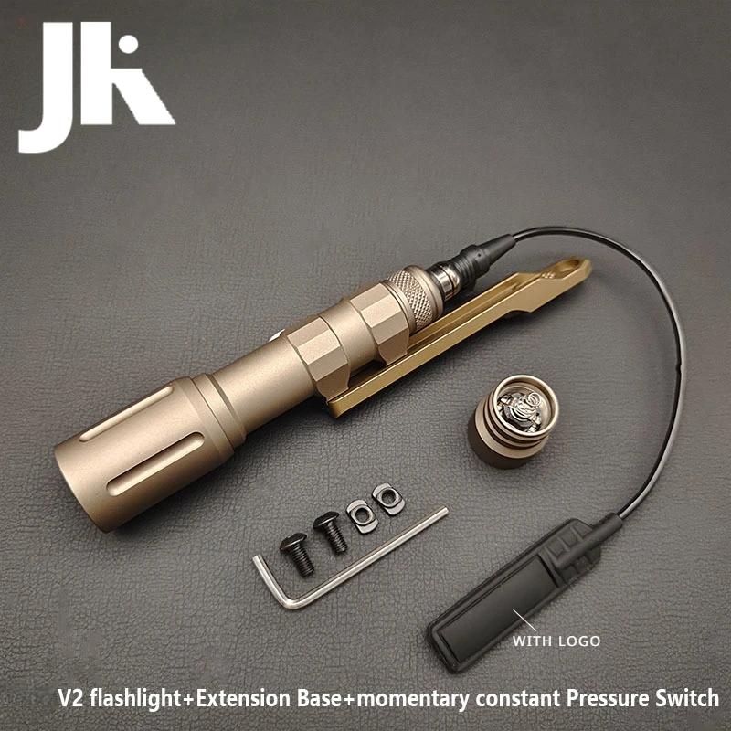 

Tactical Airsoft MLOK Metal Sotac V2 Flashlight with Momentary Constant Pressure Switch and CNC Extension Base for 20MM Rail