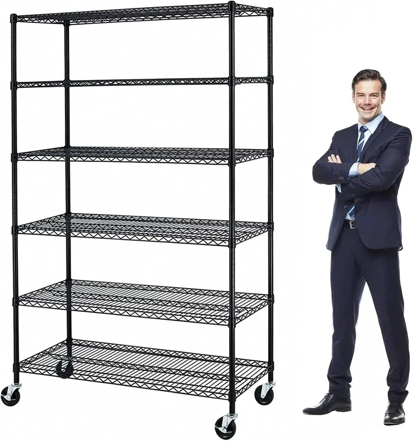 Heavy Duty Storage Shelves Commercial Wire Shelving Unit and Storage Adjustable NSF 6 Tier Metal Rack Shelf