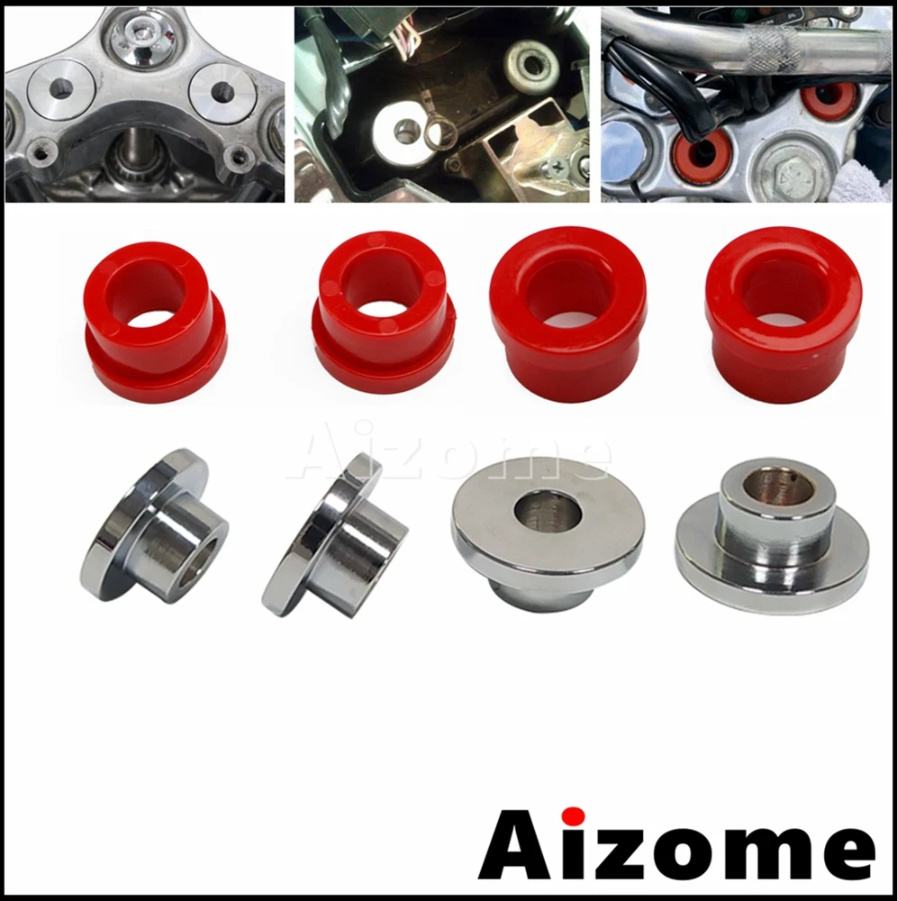 

Motorcycle Red Polyurethane Handle Bars Riser Bushings & Chrome Steel Handlebar Risers Hardware For Harley Touring Softial 18-21