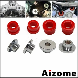 Motorcycle Red Polyurethane Handle Bars Riser Bushings & Chrome Steel Handlebar Risers Hardware For Harley Touring Softial 18-21