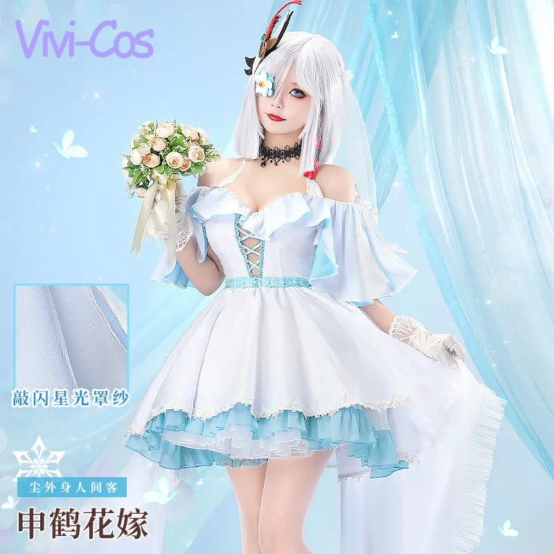 

Vivi-Cos Game Genshin Impact Shenhe Sexy Flower Wedding Dress Cosplay Costume Gorgeous Halloween Role Play Outfit New S-XL