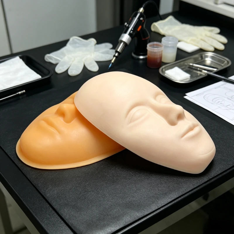 Facial Tattoo Training Head Silicone Practice Permanent Makeup Face Lip Eyebrow Tattoo Skin Mannequin Doll Face Head 1pcs/2pcs