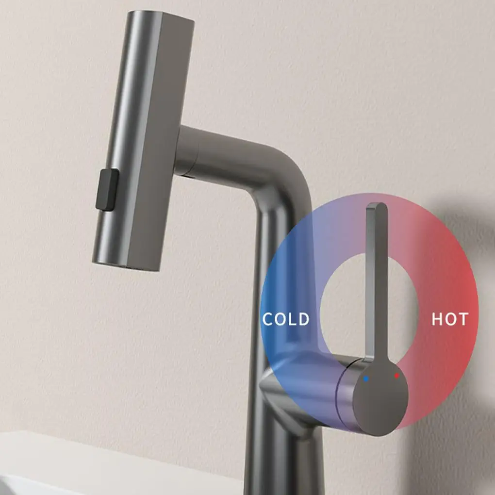 Waterfall Temperature Digital Display Basin Faucet - Multiple Color Options Can Be Pulled Up