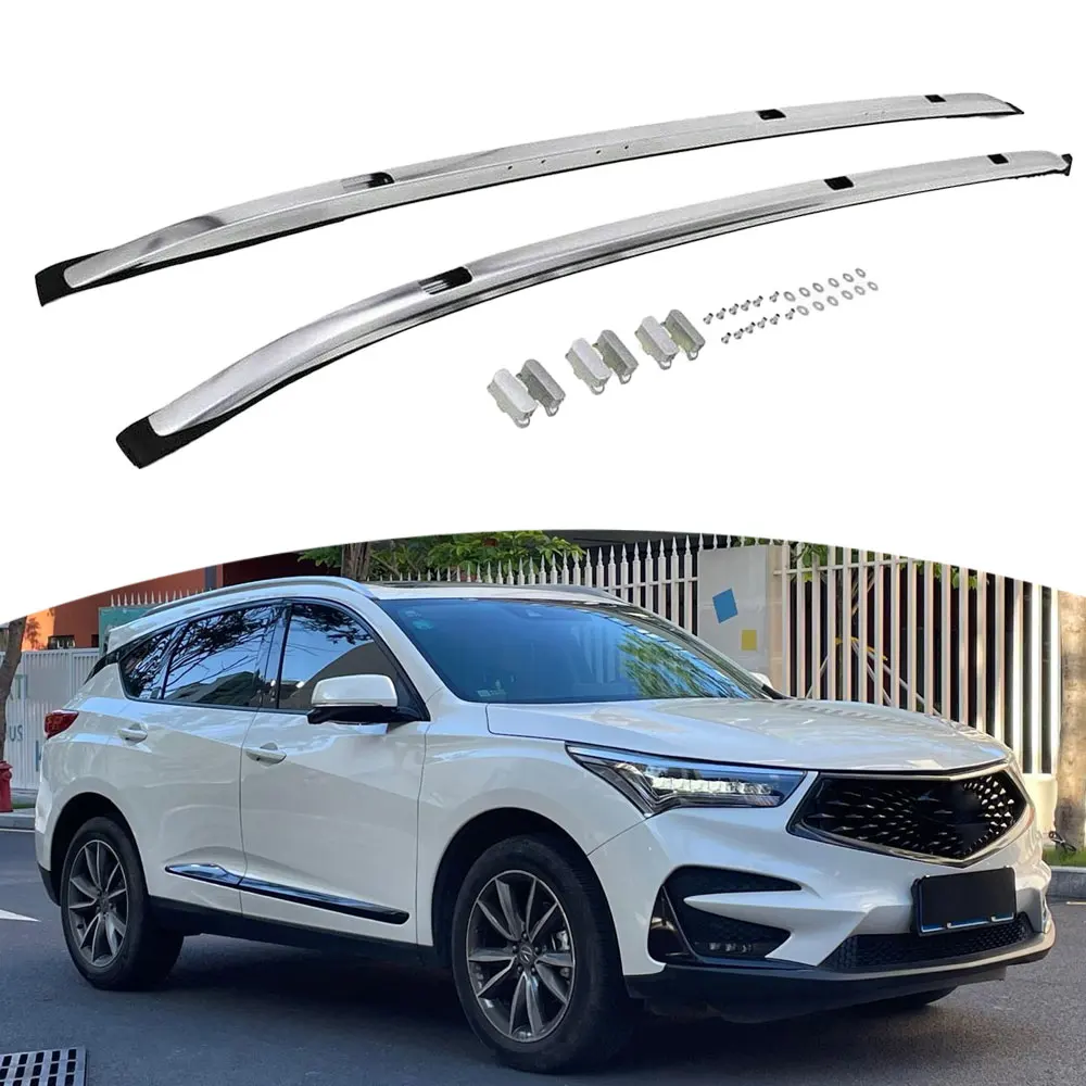 

2PCS Roof Rail Racks Fits For Acura RDX 2019-2025 Cross Bars Luggage Carrier Silver Aluminium