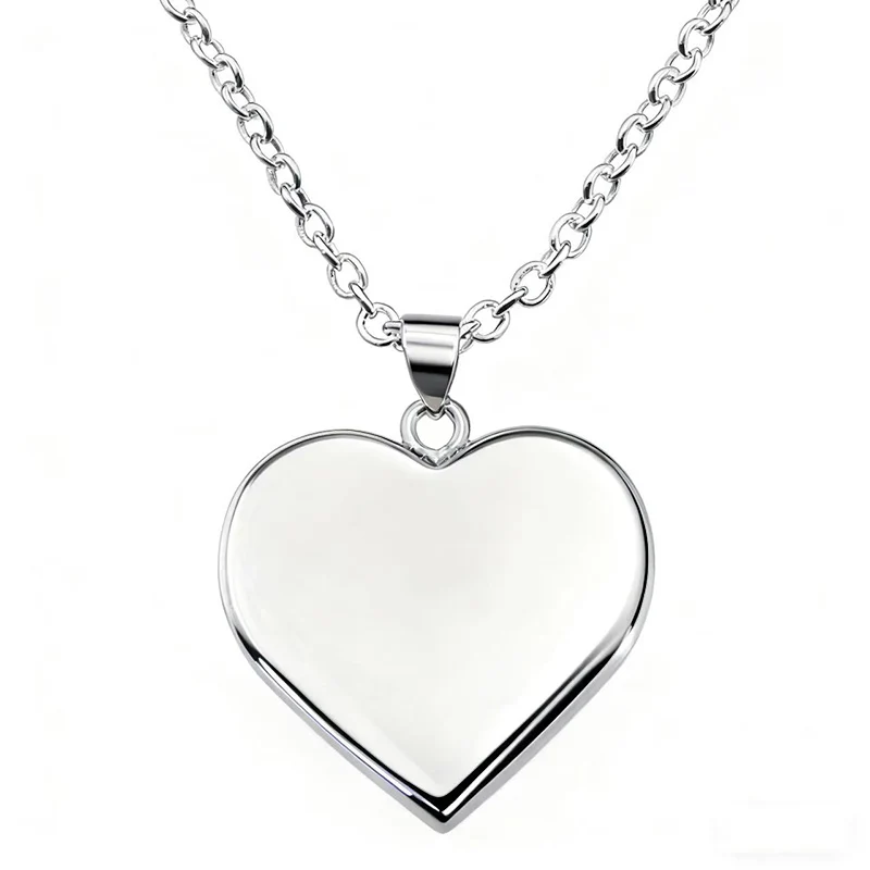 

Silver Heart Necklace with Personalized Engraving Minimalist Elegant Gift for Christmas New Year Girlfriend Best Friend