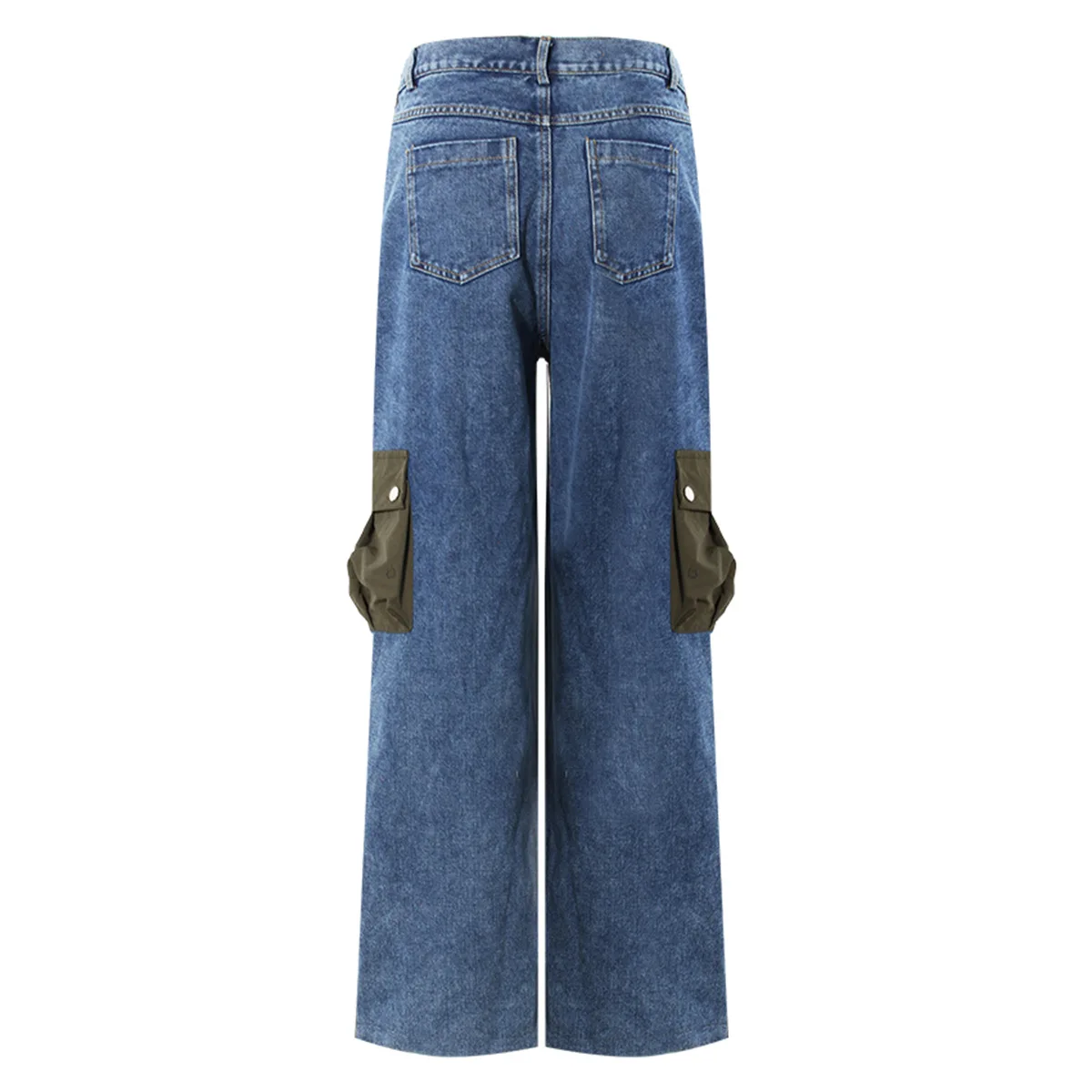 Denim Montage Women Suit 1 Piece Pair Wide Leg Pants Daily Female Casual Work Wear Trousers