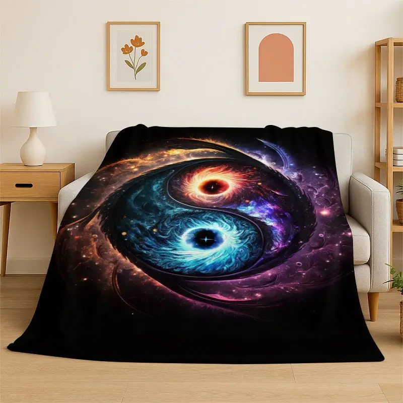 Meditation Yin Yang Tai Chi Bagua Yoga Flannel Blanket Soft Throw Blanket for Bedroom Living Room Bed Travel Camping Picnic Nap