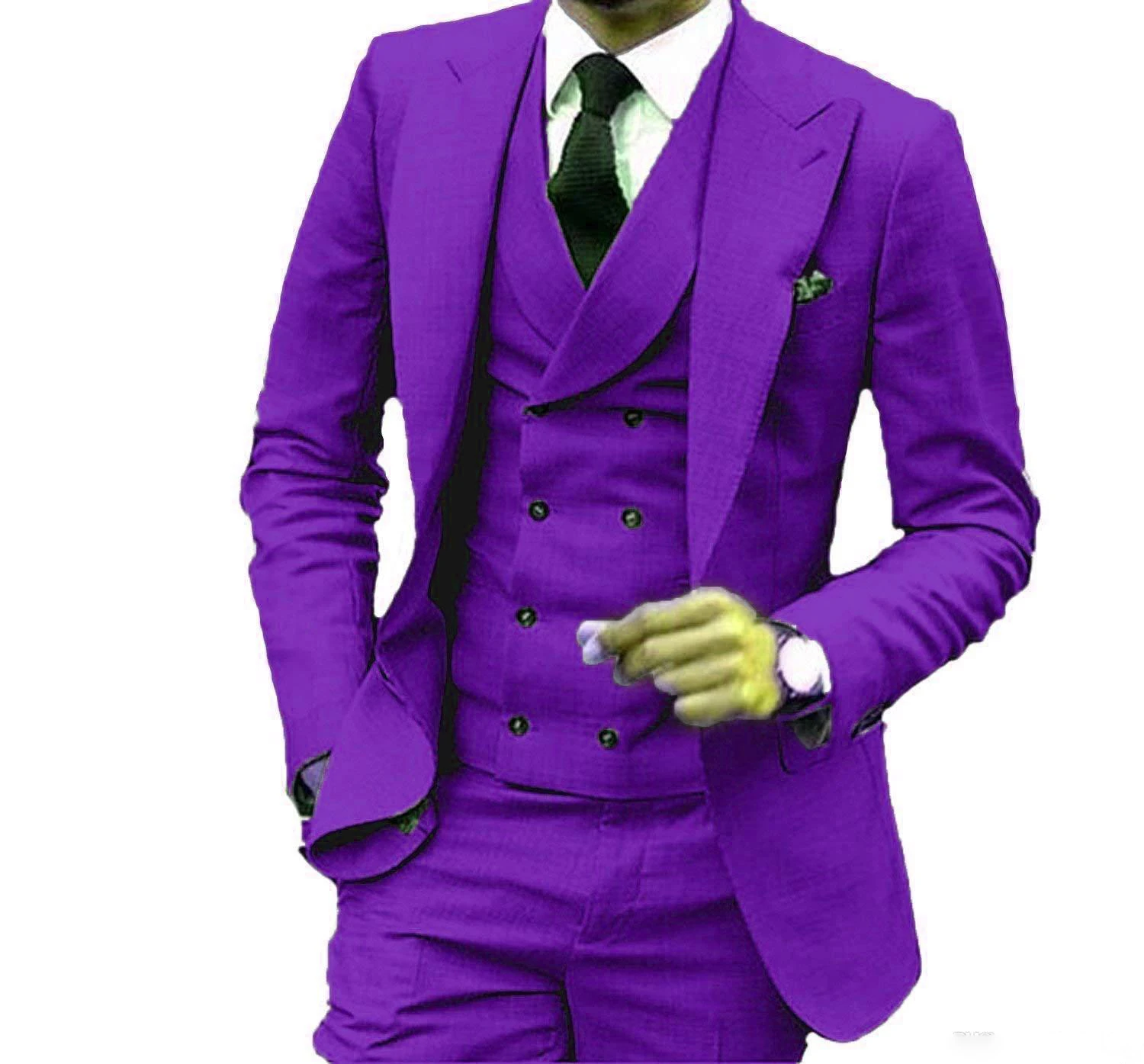 

3 Pieces Fashion Lavender Groom Tuxedos Excellent Men Wedding Tuxedos Men Formal Business Prom Party Suit(Jacket+Pants+Tie+Vest）