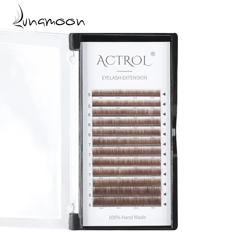 12 Rows Brown Eyebrow Extension 0.07 5/6/7/8mm Makeup Professional False Eyelash Extension Soft Individual Natural For Whosale