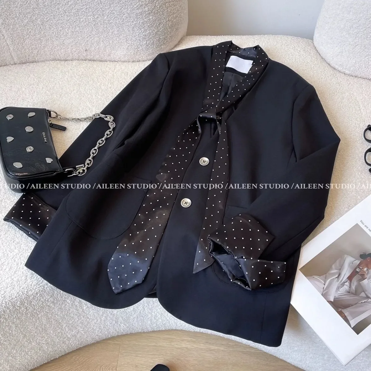 

Женский осенний повседневный блейзер в британском стиле, модная куртка с длинными рукавами и вышивкой, крутое удобное пальто для пригородных поездок, блейзер Femme