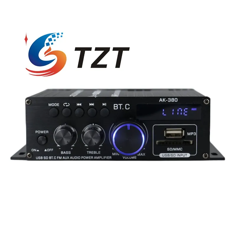 

TZT AK380 Мини HiFi усилитель мощности 40Wx2 Многофункциональный аудиоусилитель Bluetooth для дома/автомобиля без/с адаптером питания