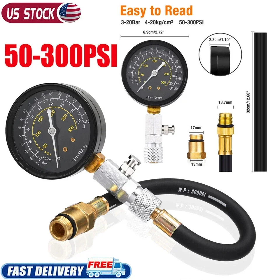 1 шт. манометры для цилиндров двигателя, комплект тестера для сжатия 0-300PSI, манометр, инструмент для проверки, инструмент для ремонта автомобилей